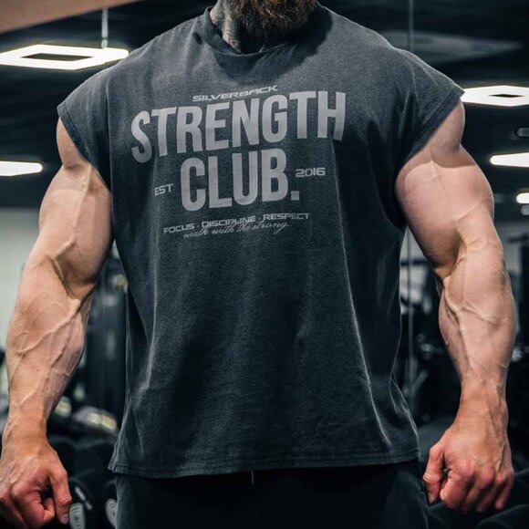 Silverback Strength Club - Acid Wash Cut Off Tee (2XL / BLACK) - Picture 1 of 4